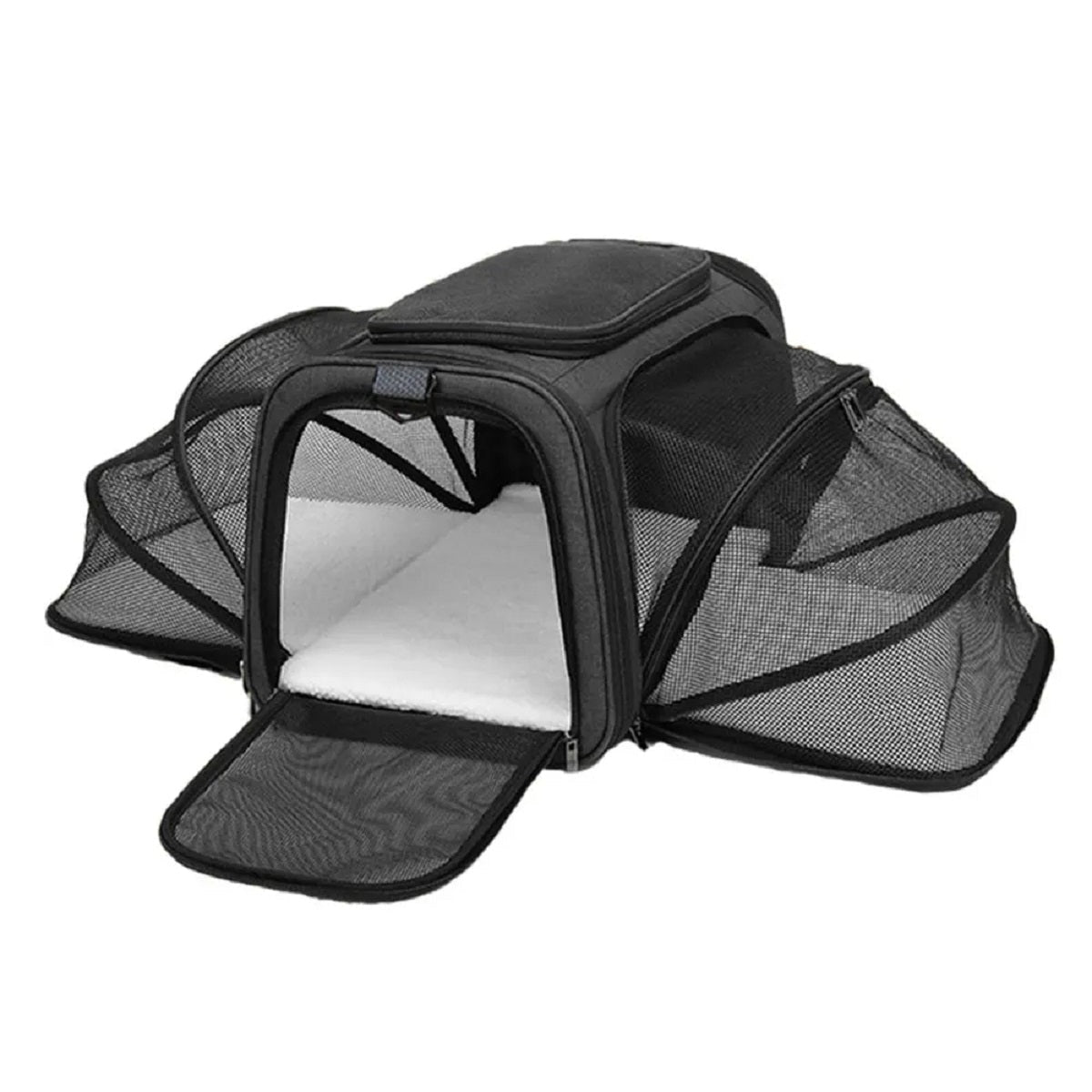 Foldable Dog Carrier with Safety Zipper – Breathable and Portable – Black