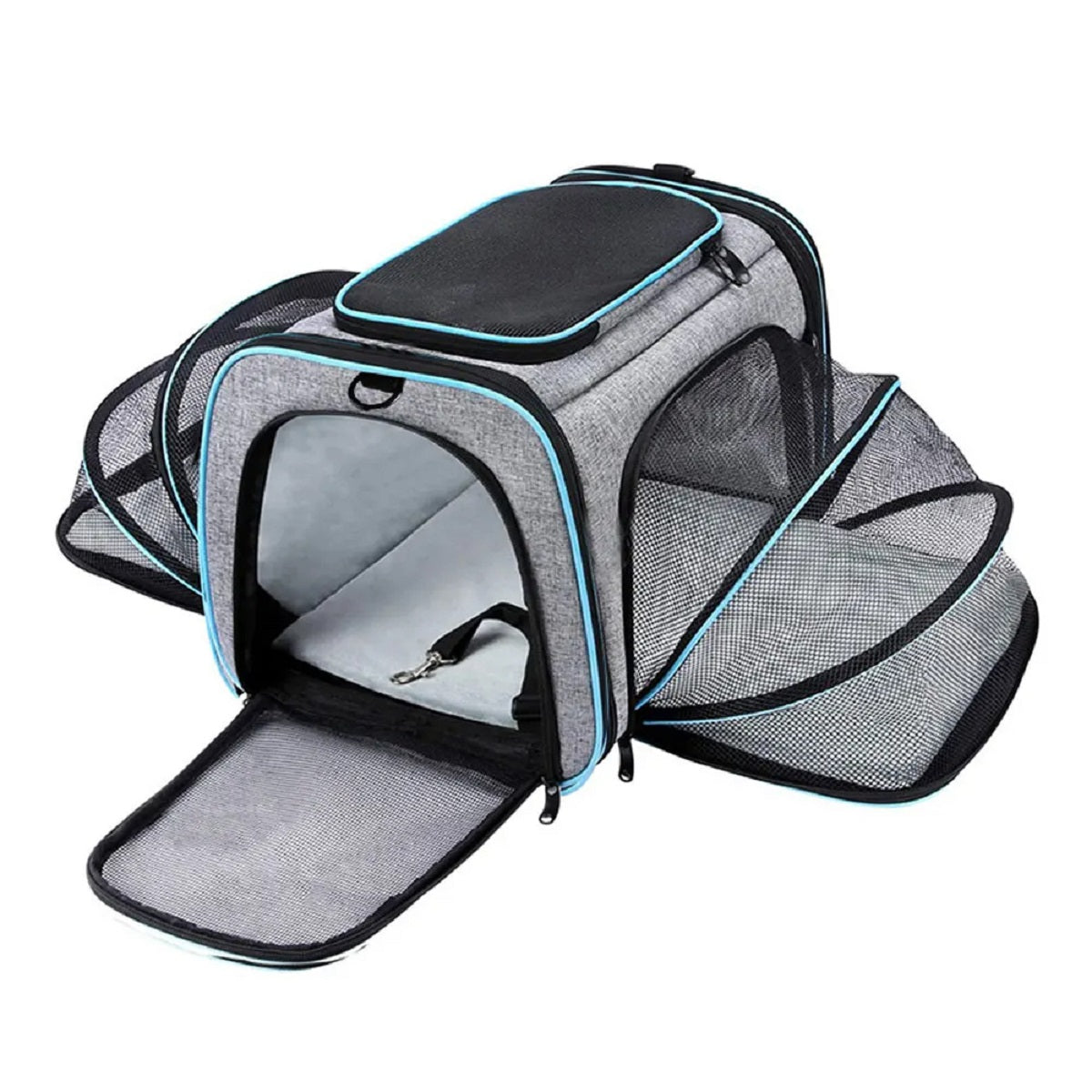 Foldable Dog Carrier with Safety Zipper – Breathable and Portable – Blue