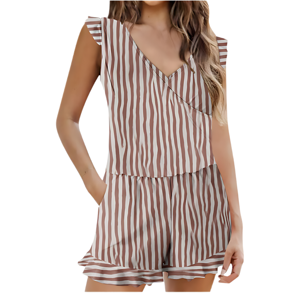 One-Piece Swimsuit with Built-in Bra – Stripes
