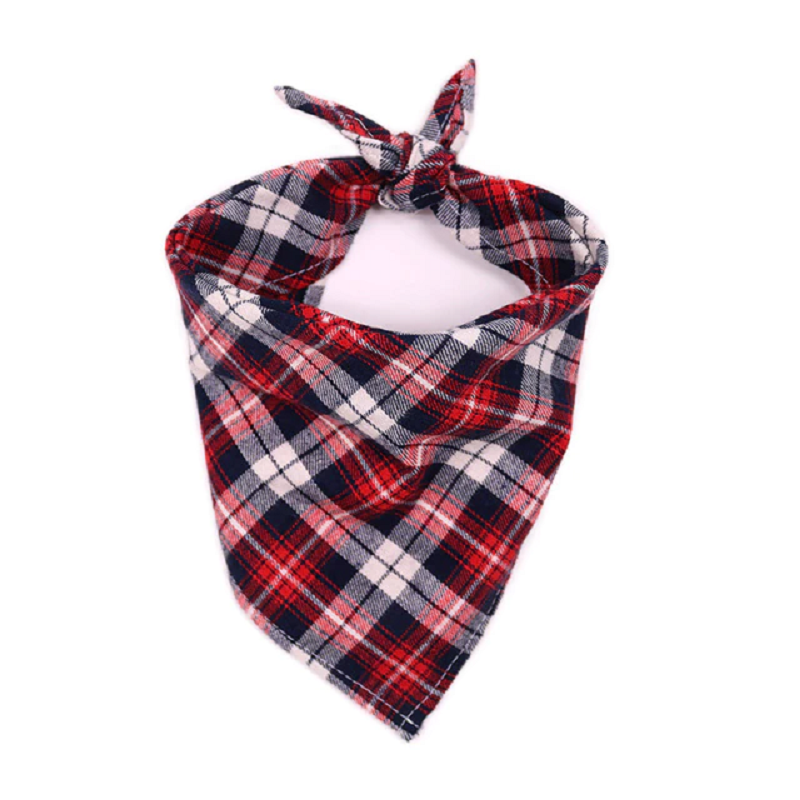Plaid Dog Bandana in Red and Black for Pets – Red & white 1
