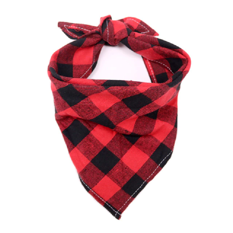 Plaid Dog Bandana in Red and Black for Pets – Red & black 1