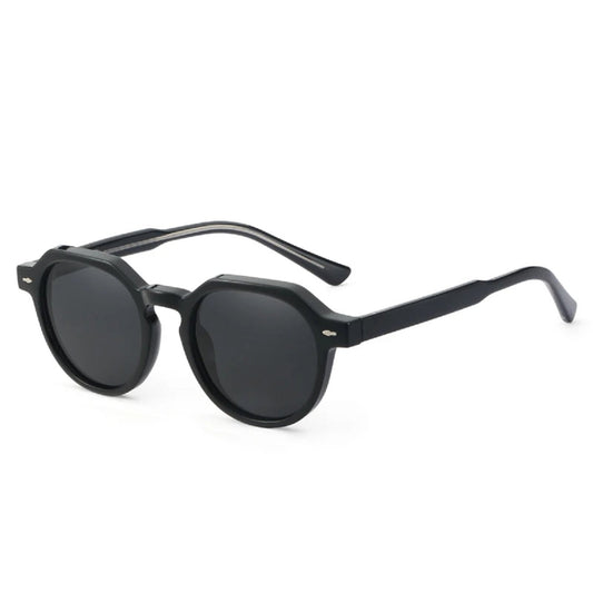 Retro Polarized Sunglasses in Acetate - Unisex Protective Eyewear – Glossy Black Smoke