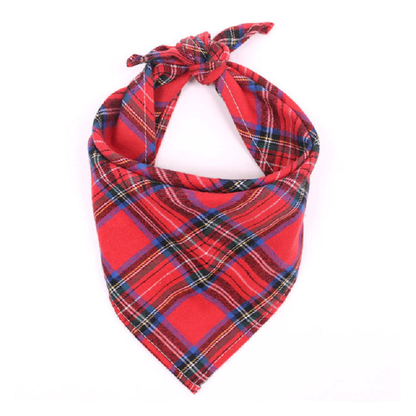 Plaid Dog Bandana in Red and Black for Pets – Red