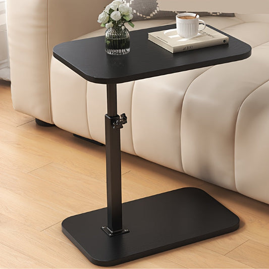 Wooden Side Table with Metal Frame – Adjustable Comfort Design – Black