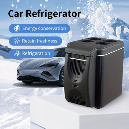 6L Mini Portable Fridge for Cars – DC 12V Electric Cooler for Drinks, Seafood, and Fruits – Black