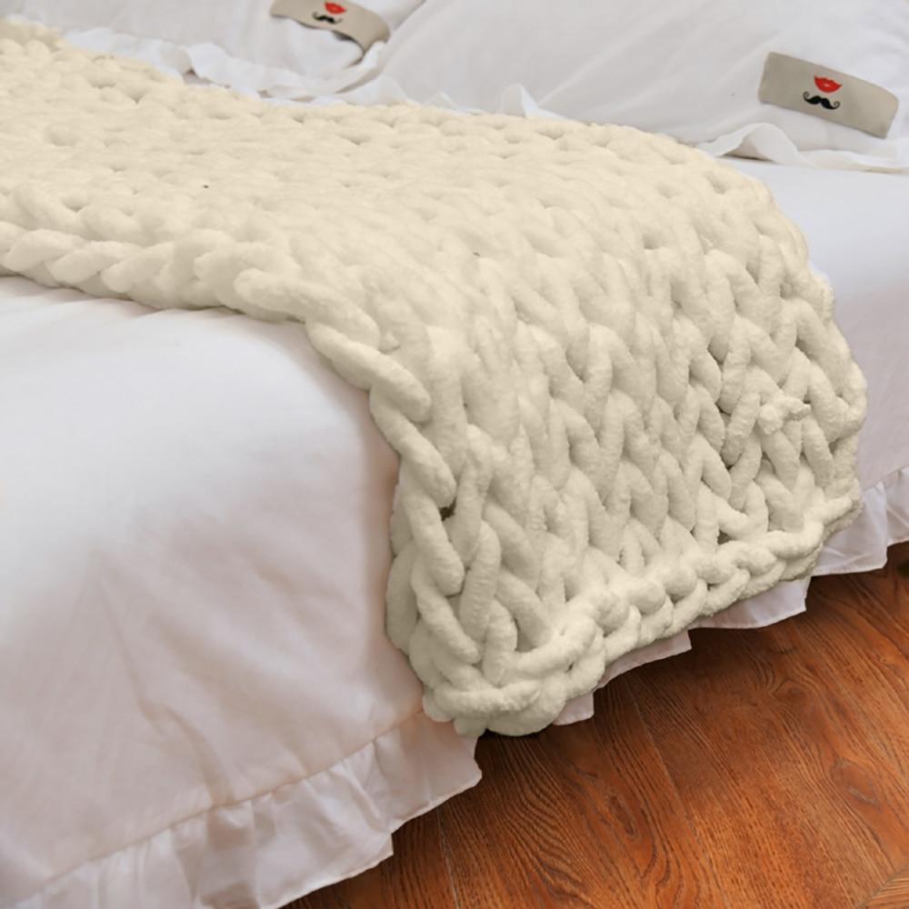 Textured Warm Throw Blanket – Chunky Knit Home Decor – Cream White