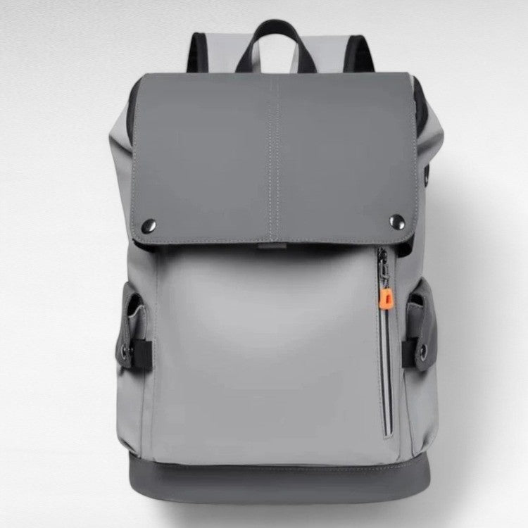 25L Waterproof Roll-Top Backpack with USB Port, Laptop Section and Pockets – Light Grey