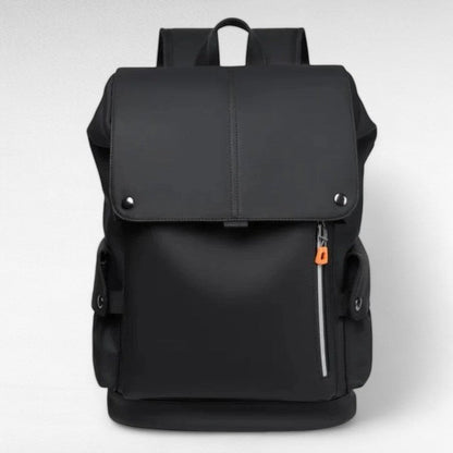 25L Waterproof Roll-Top Backpack with USB Port, Laptop Section and Pockets – Black