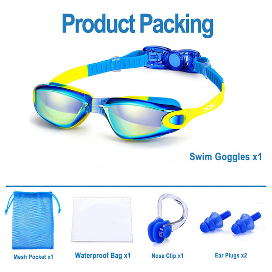 Kids Swim Goggles with Anti-Fog Technology and 180° Panoramic View – Blue