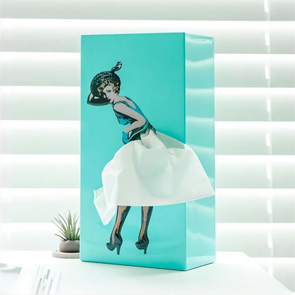 Flying Skirt Tissue Holder for Home Decor – Blue