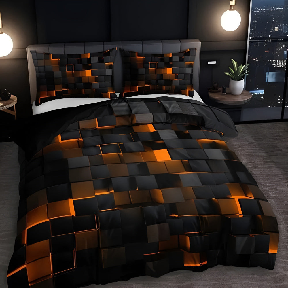 Neon Geometric Print Quilt Set for Bedroom – Stylish and Durable – Yellow