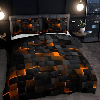 Neon Geometric Print Quilt Set for Bedroom – Stylish and Durable – Yellow