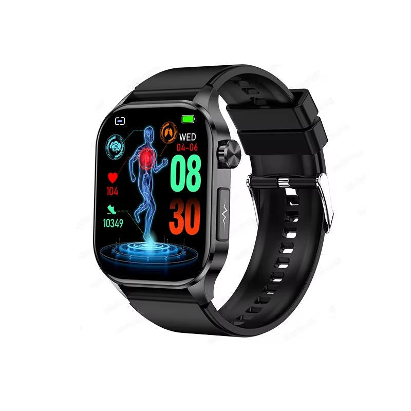 Senior Smartwatch with Large AMOLED Screen, Heart Rate, Sleep Tracking, Bluetooth Calls, and SOS Feature – Black