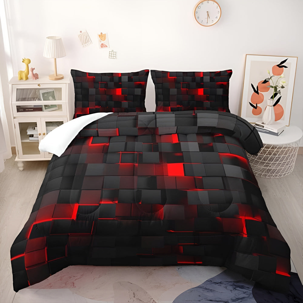Neon Geometric Print Quilt Set for Bedroom – Stylish and Durable