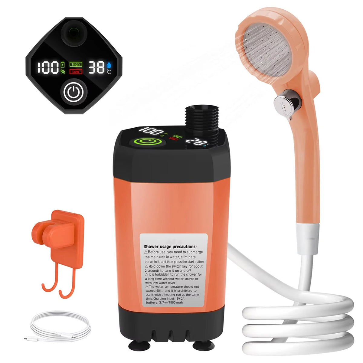 Portable Shower for Camping Use – Orange