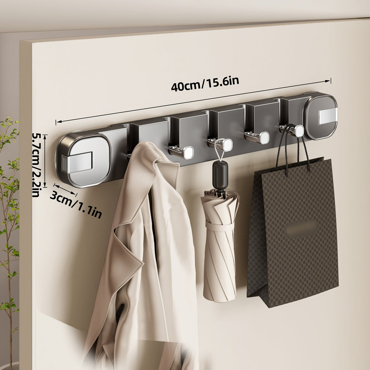 Wall Hook Panel No Drilling – Hidden 5-Hook Organizer Shelf