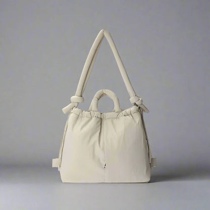 Riva Puffer Handbag – Trendy Shoulder Strap Carry Bag – Beige