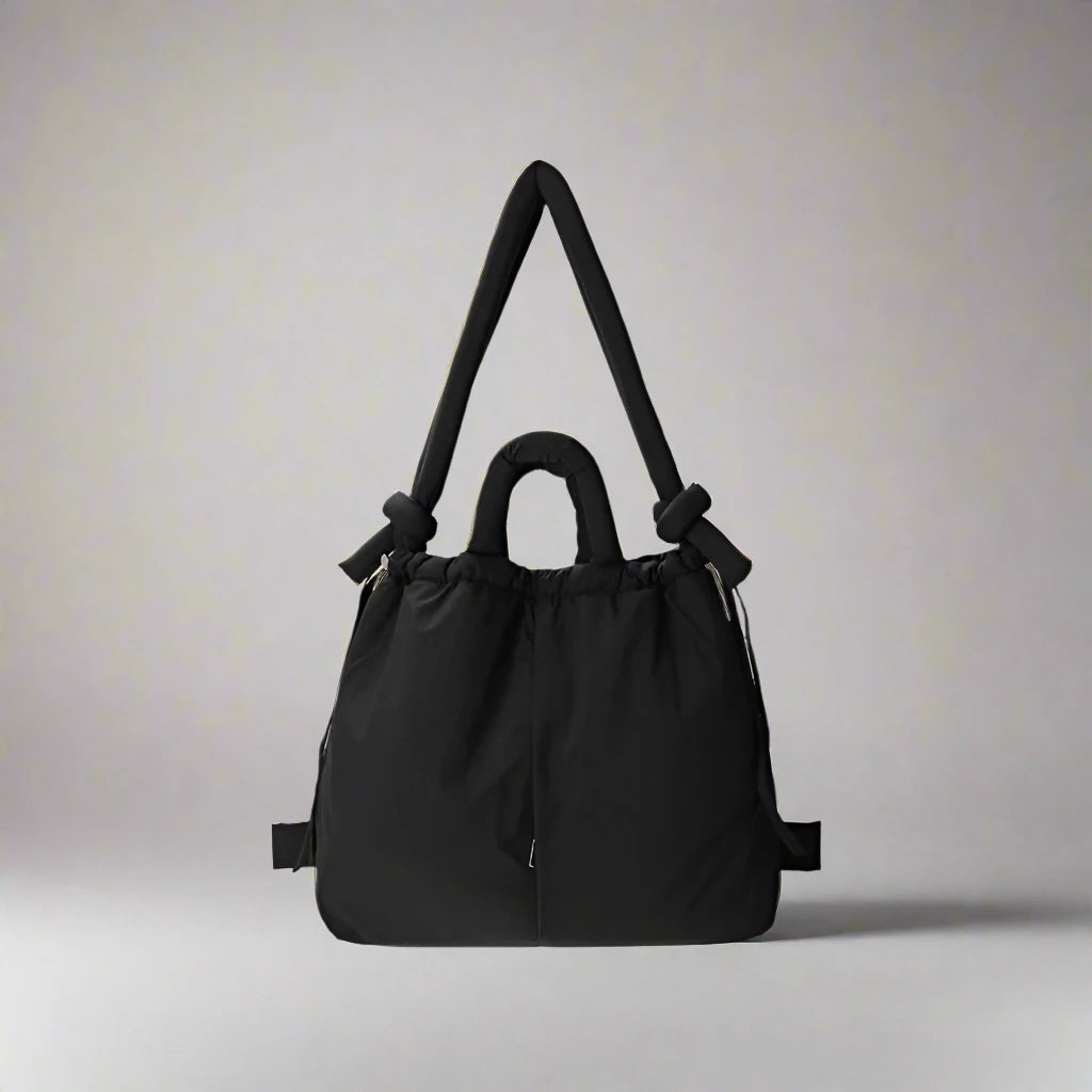 Riva Puffer Handbag – Trendy Shoulder Strap Carry Bag – Black