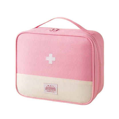 Travel Medical Storage Bag with Multiple Sections - Compact Nylon, 3 Sizes – Pink
