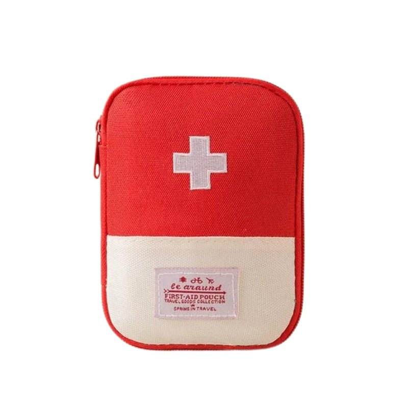 Travel Medical Storage Bag with Multiple Sections - Compact Nylon, 3 Sizes – Red