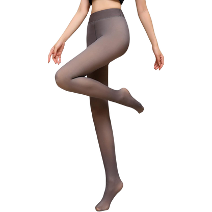 Translucent Fleece-Lined Tights - Imitation Style – Gray