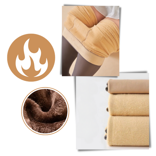 Translucent Fleece-Lined Tights - Imitation Style