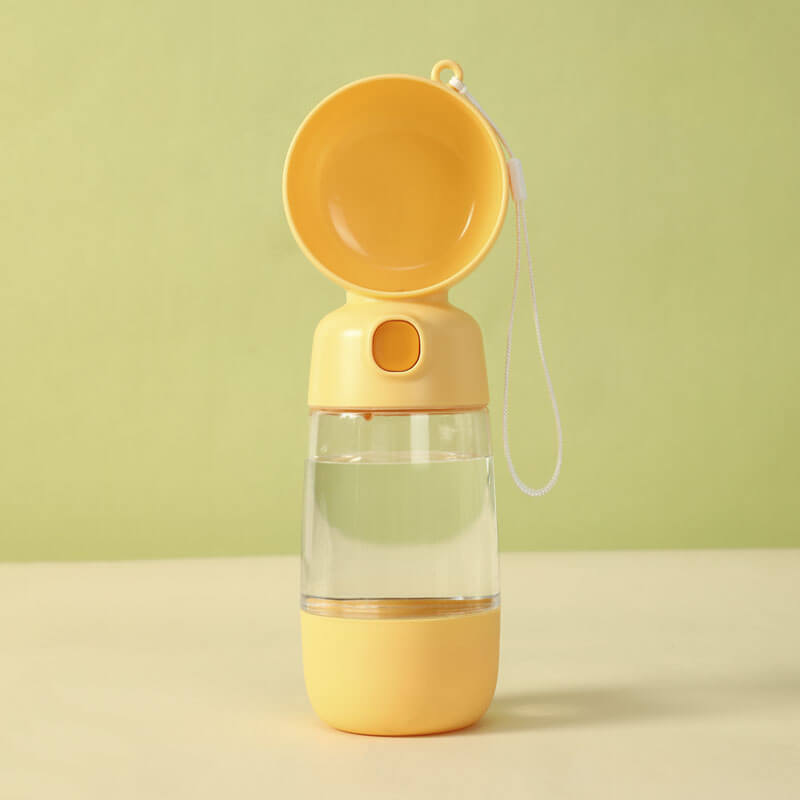 Portable Bottle for Pet Food and Water – Yellow