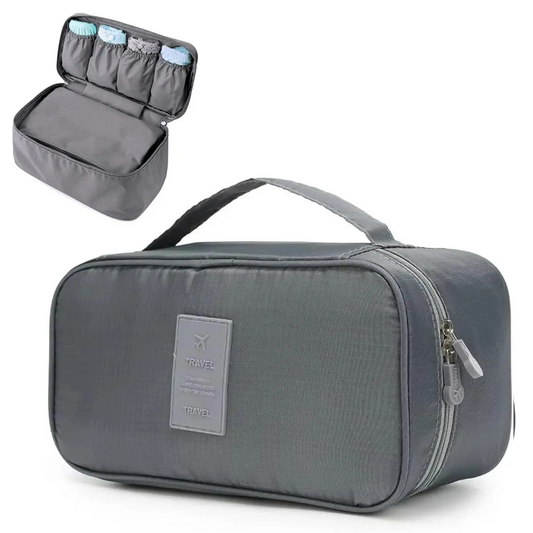 Toiletry and Cosmetic Case Organizer Bags for Multi-Function Bra Storage – Grey