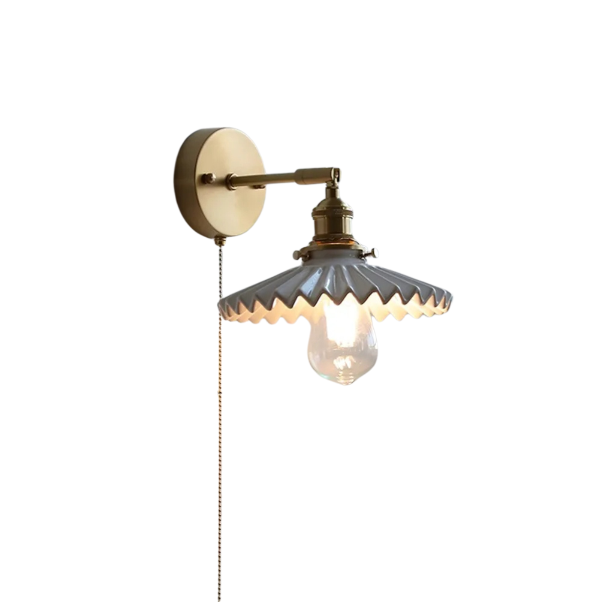 LED Wall Sconce in Ceramic for Bedroom with Pull Switch