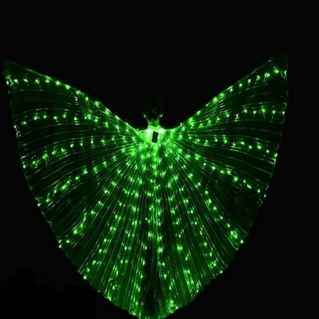 Fluorescent LED Butterfly Wings for Costumes and Dress-Up – Green