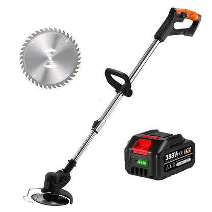 Cordless Grass Trimmer with Electric Battery – High-Power Tool – Orange