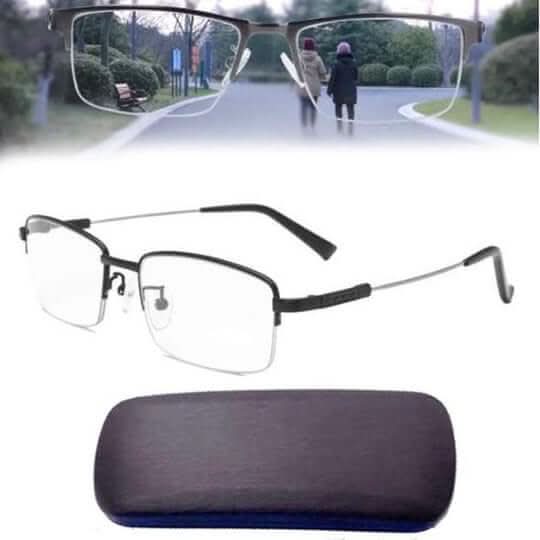 Multi-Focal Reading Glasses with Blue Light Protection, Semi-Rimless Metal Frame, Available in Various Strengths