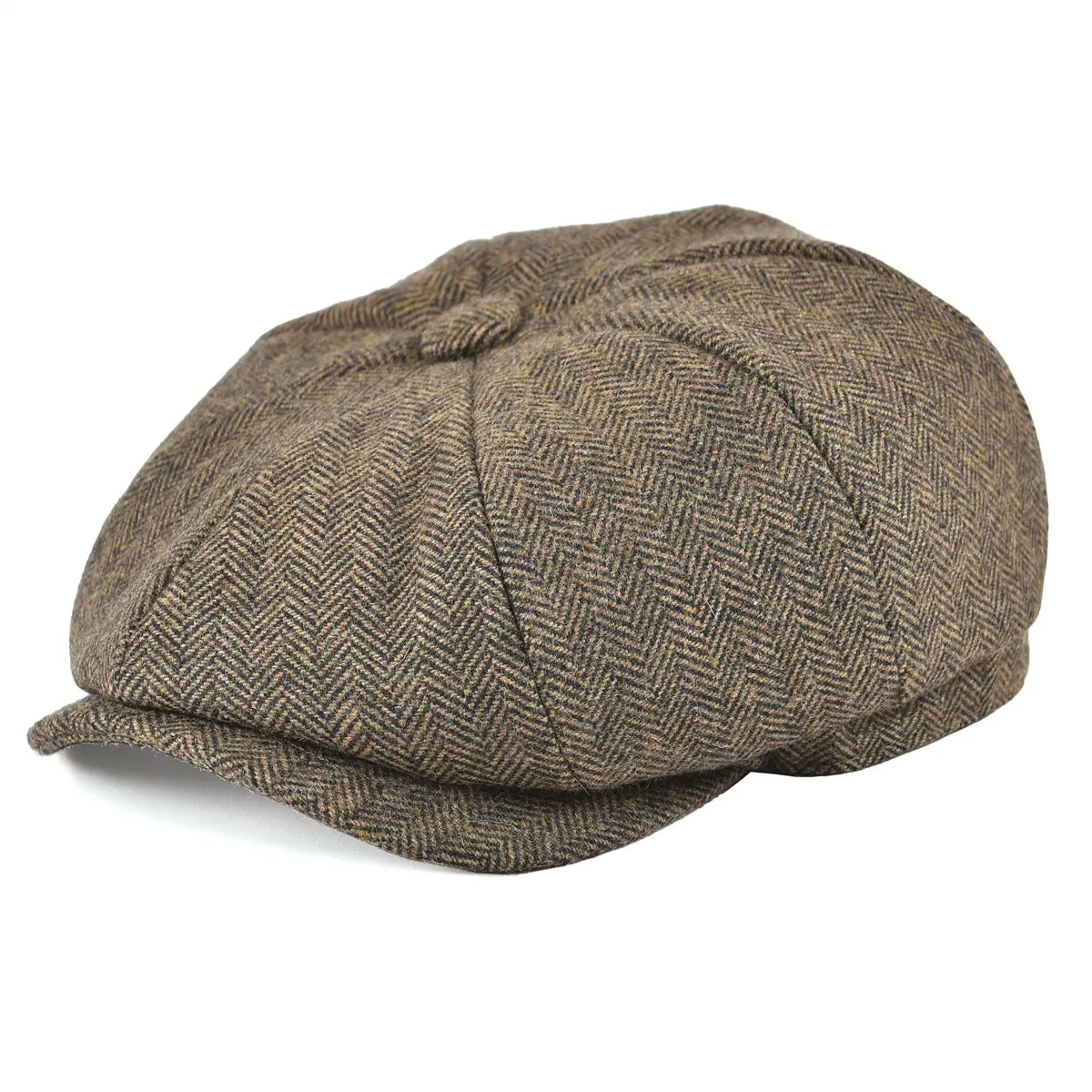 Wool Tweed Newsboy Cap in Vintage Flat Ivy Style – Khaki
