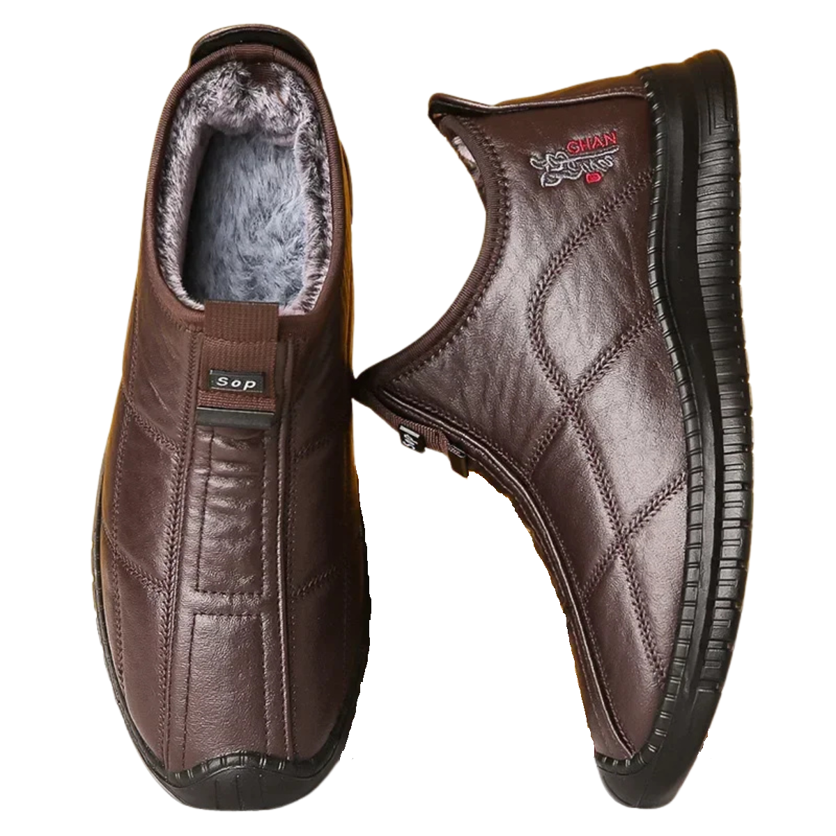 Waterproof Non-Slip Platform Boots for Men - Warm Winter Work Footwear – Coffee