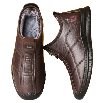 Waterproof Non-Slip Platform Boots for Men - Warm Winter Work Footwear – Coffee