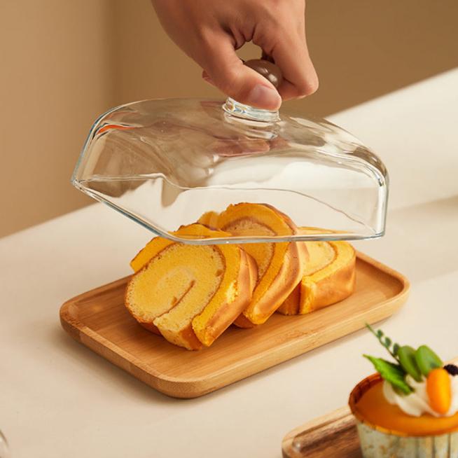 Wood and Glass Butter Dish – Stylish Addition for Kitchen and Dining – bamboo