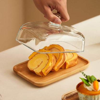 Wood and Glass Butter Dish – Stylish Addition for Kitchen and Dining – bamboo