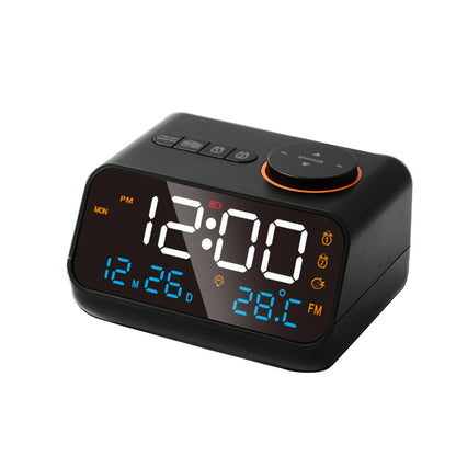 Digital Alarm Clock with FM Radio and Calendar - LED Bedside Timepiece – Black