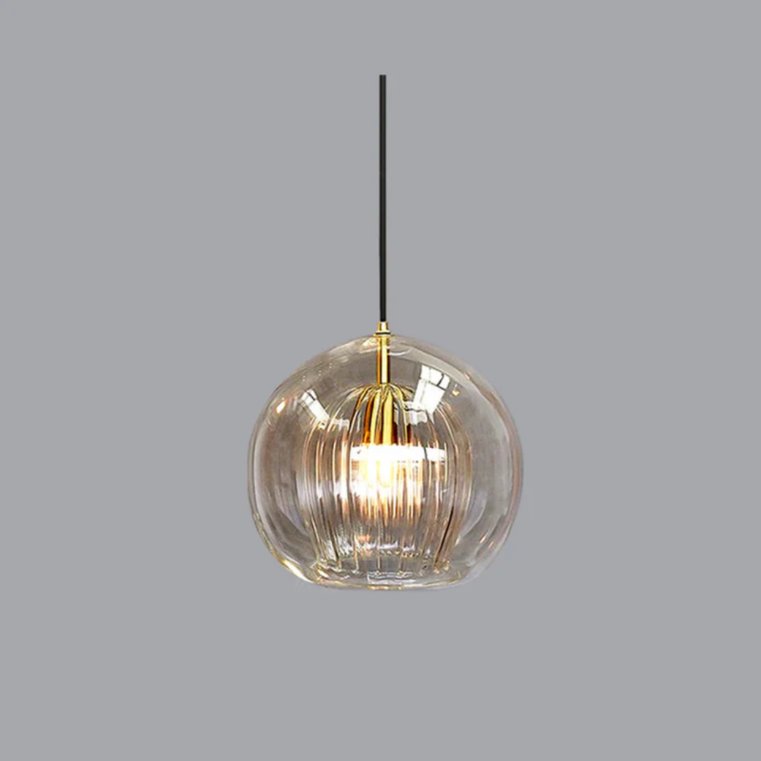 Contemporary Round LED Pendant Light - Aurora Sphere Design – Amber