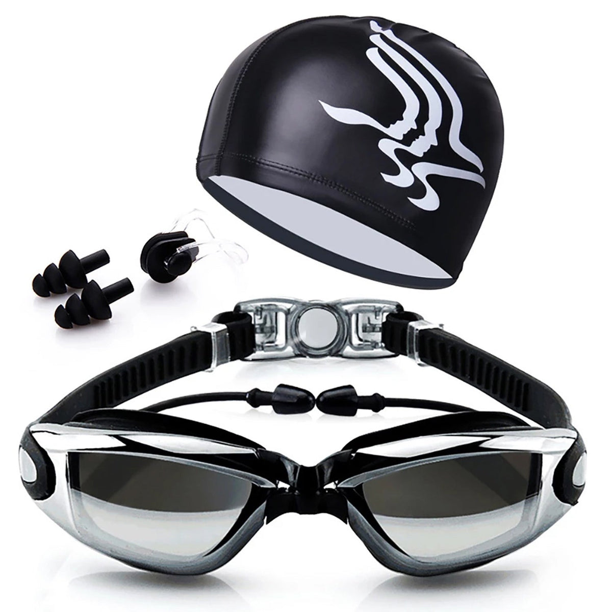 Professional Swimming Goggles with HD Anti-Fog Lenses – Black