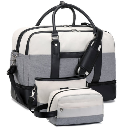 Spacious Travel Duffel for Women - Large Weekend Overnight Bag – Gray Set