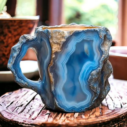 Novelty Cup with Crystal-Effect Finish – Mineral Coffee Mug – Blue