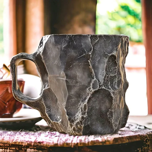 Novelty Cup with Crystal-Effect Finish – Mineral Coffee Mug – Gray