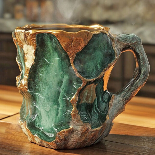 Novelty Cup with Crystal-Effect Finish – Mineral Coffee Mug – Green Ore