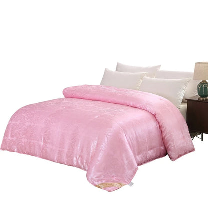 Luxury Silk Duvet Blanket – Natural Mulberry Comforter Quilt – Pink