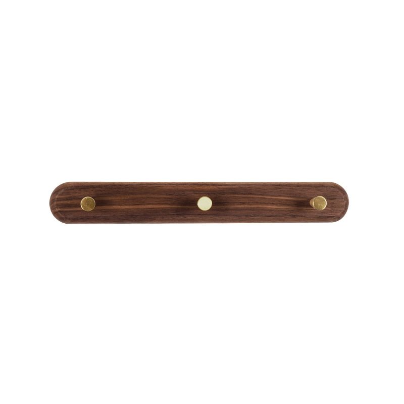 Minimalist Wooden Coat Rack with Brass Hooks for Wall Mounting – Black walnut