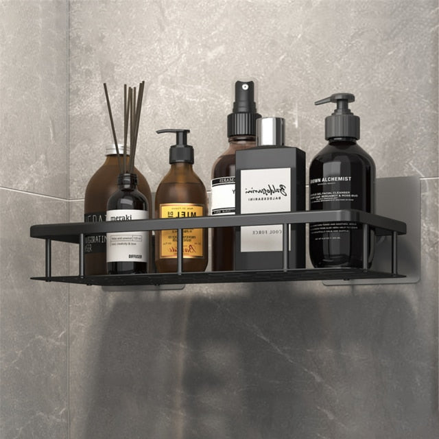 Metal Bathroom Shelves with Suction Cups – Standard Black
