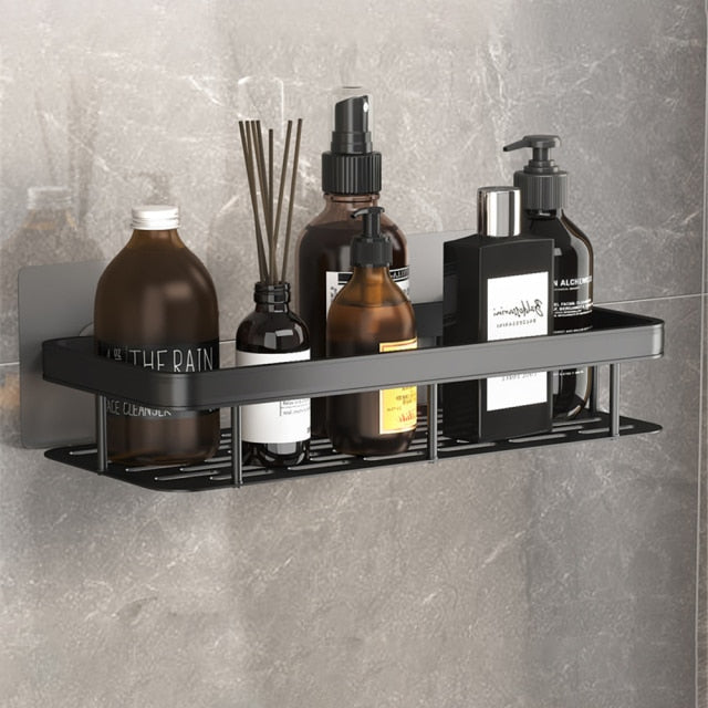 Metal Bathroom Shelves with Suction Cups – Upgrade Black