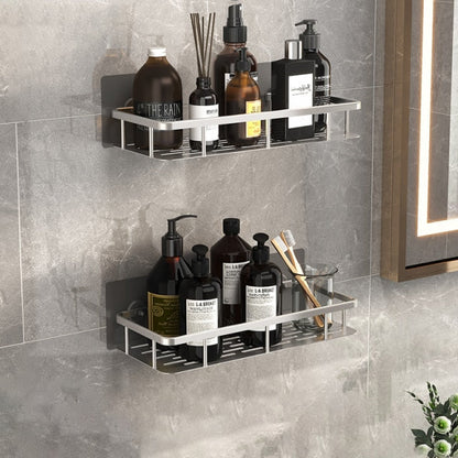Metal Bathroom Shelves with Suction Cups – Standard Silver Set