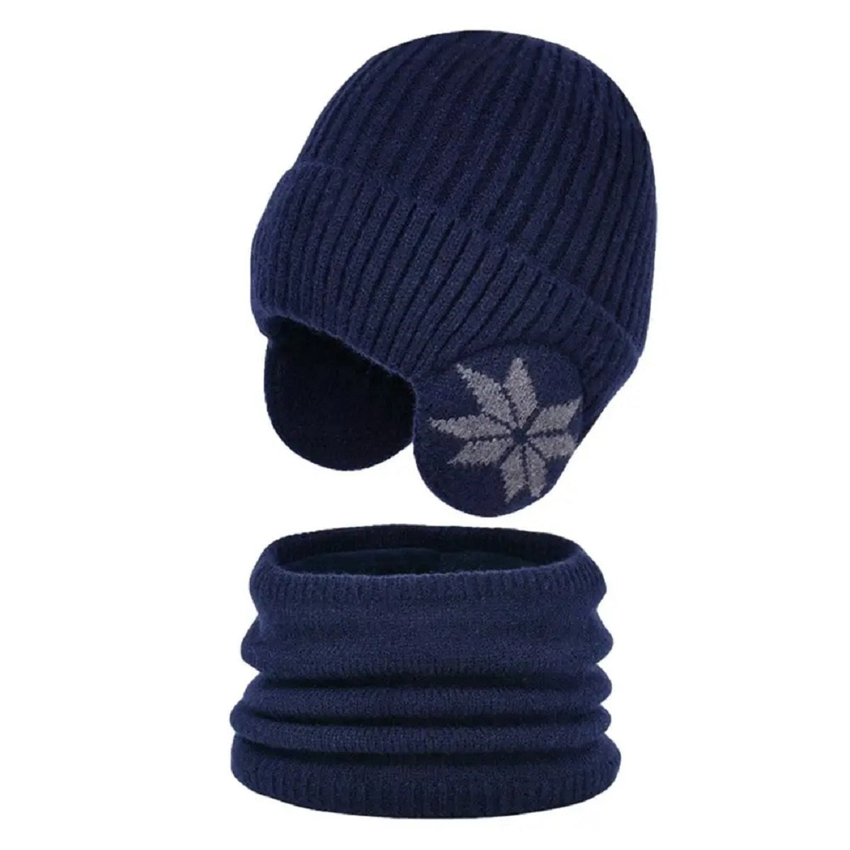 Dual Function Heated Knit Beanie and Neck Warmer – Purple Blue
